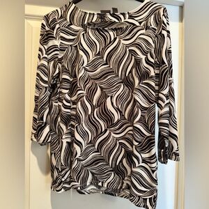 Chico's Black and White Wave Pattern Blouse